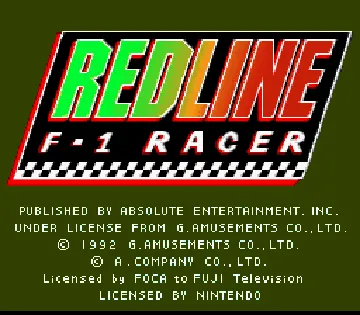 Redline F-1 Racer (USA) screen shot title